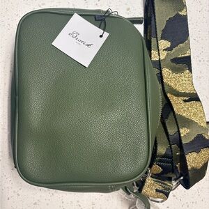 Green Crossbody Bag with Camouflage Strap